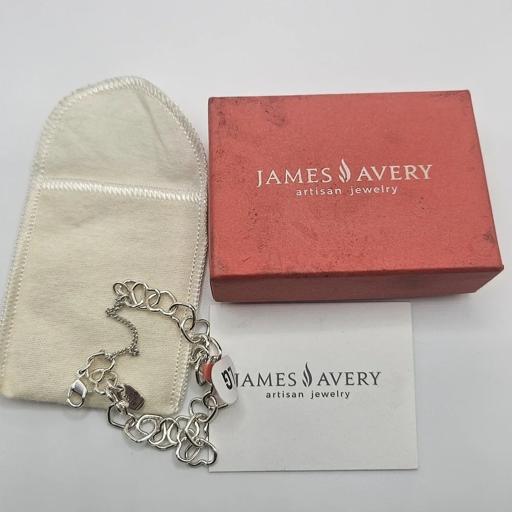 James Avery Sterling Silver Bracelet Connecting Hearts Sz L NWT